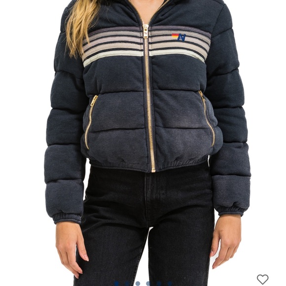 AVIATOR NATION FADED 5 stripe apres jacket coat puffer Smoke Medium - Picture 1 of 4